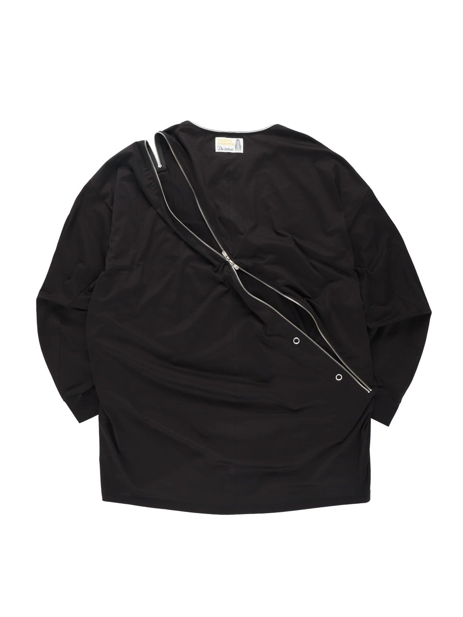 sc.0008AW22_blackxorange Double-zip balloon shaped pocket