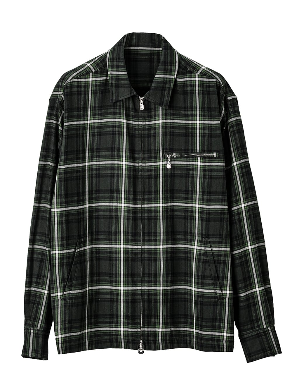 sj.0019SS25-green check full zip work jacket. Plainsong 2025