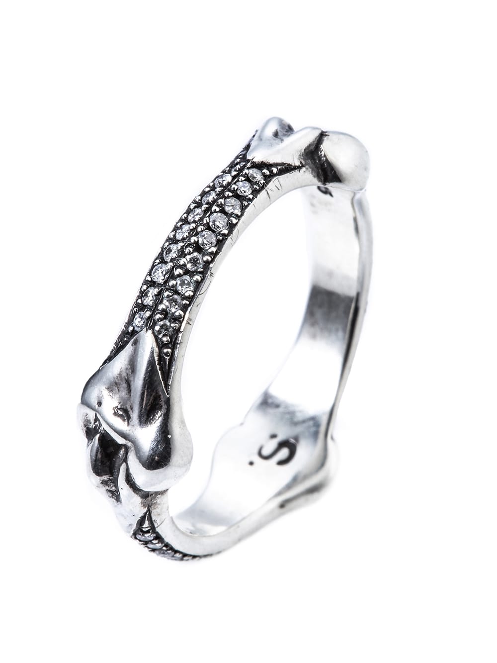 bone shaped band ring.with diamond