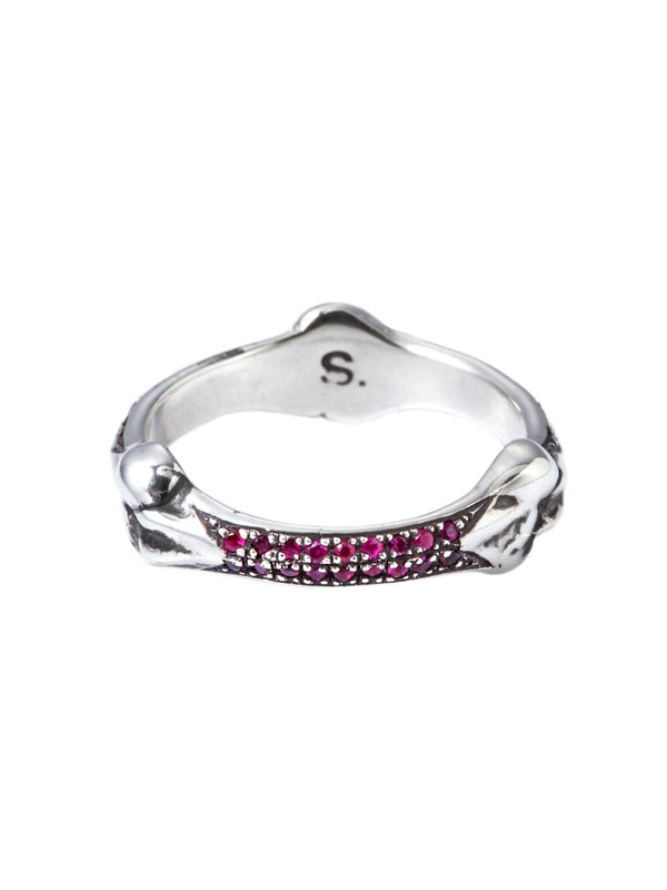 bone shaped band ring with ruby