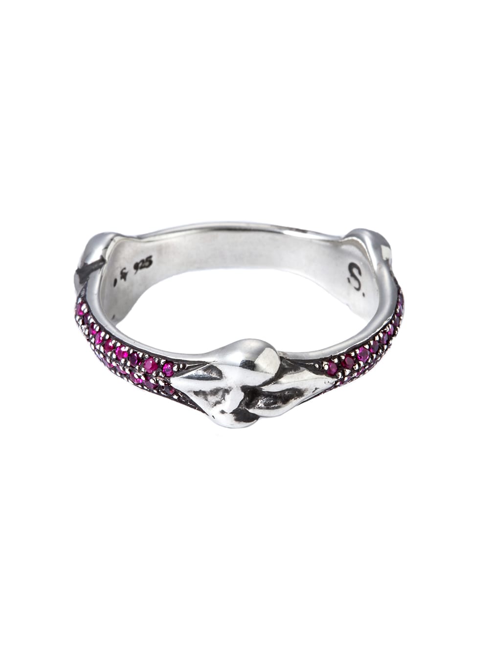 bone shaped band ring with ruby