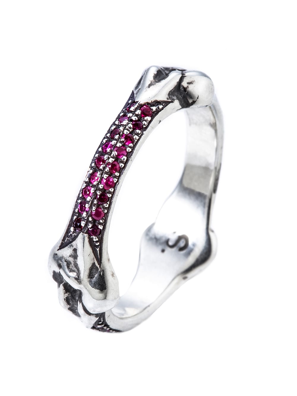 bone shaped band ring with ruby