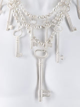 sa.0008SS24-white パールネックレスウィズファイブキーズ(10mm