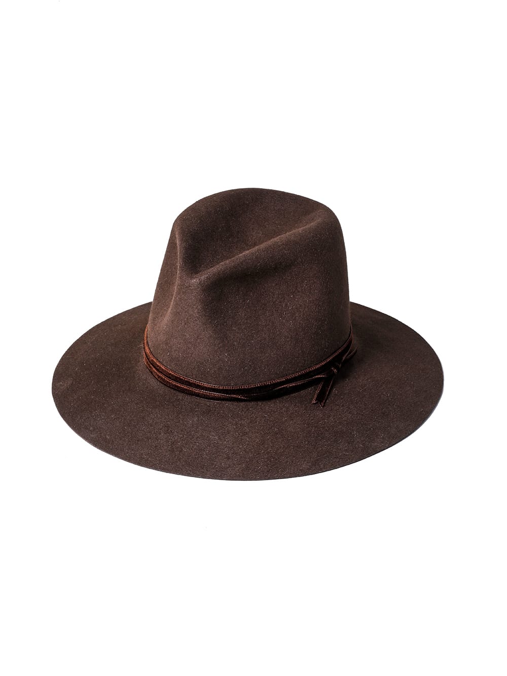 sa.0014AW23-brown nobled hat./velvet ribbon. THE TWO OF US 2023