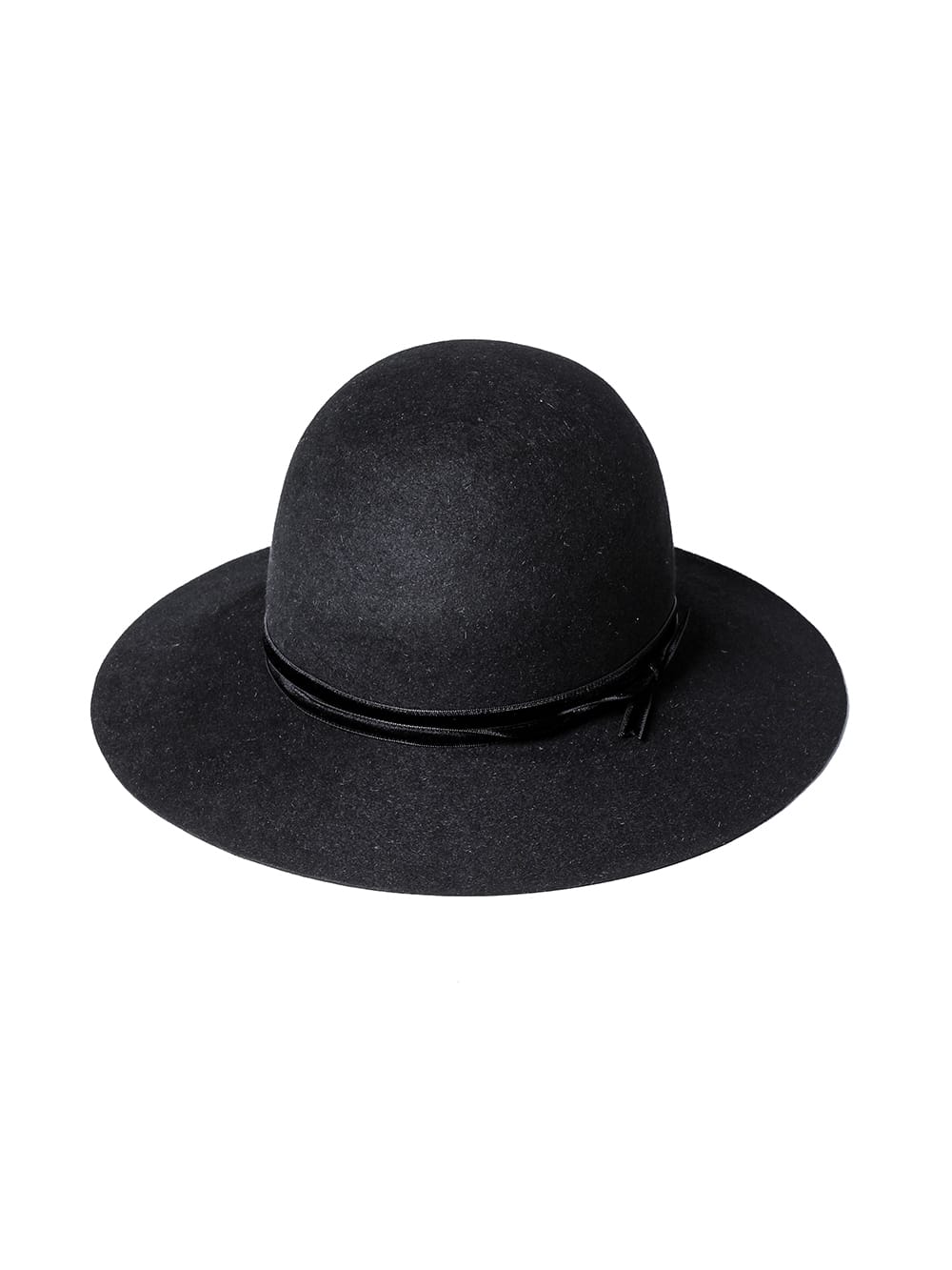 sa.0015AW23-black bowler hat./velvet ribbon. THE TWO OF US 2023