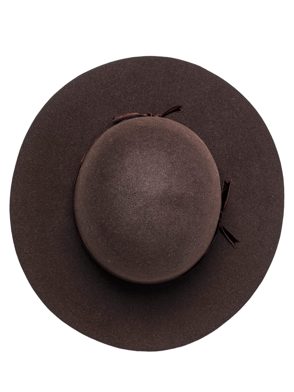 sa.0015AW23-brown bowler hat./velvet ribbon. THE TWO OF US 2023