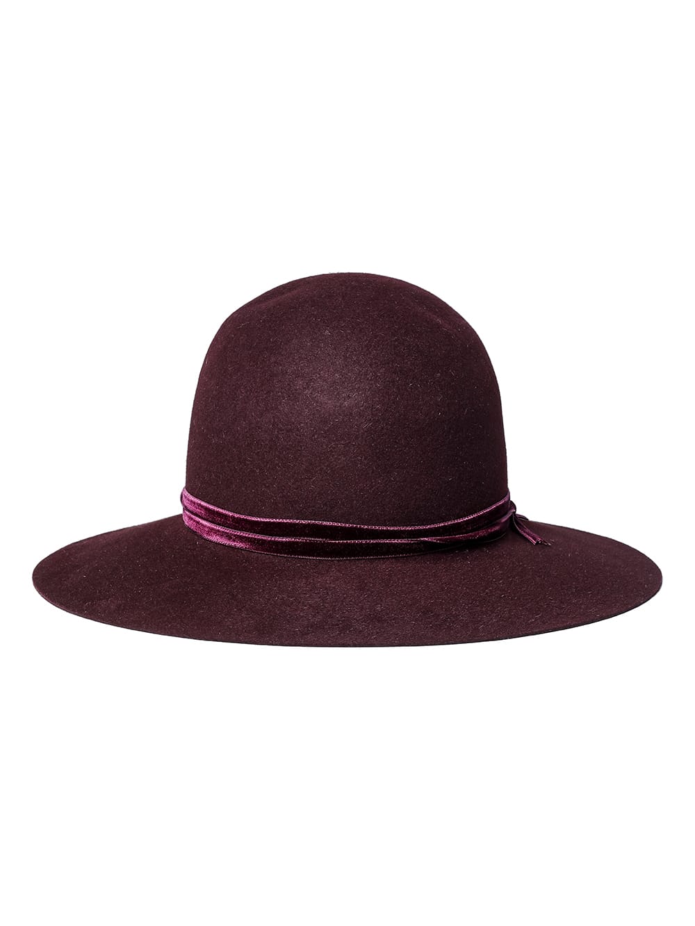 sa.0015AW23-bordeaux bowler hat./velvet ribbon. THE TWO OF