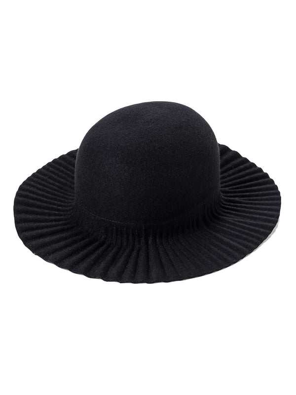 wide brim pleated hat