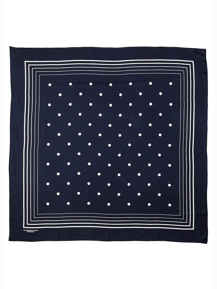 sa.0040AW25-navy シルクツイルヒュージバンダナスカーフ The Black