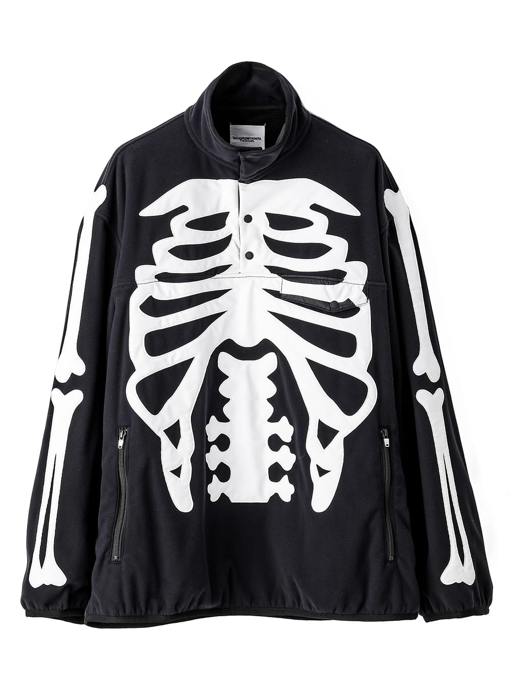 sbj.0007AW24-black x white bone プルオーバーフリースジャケット
