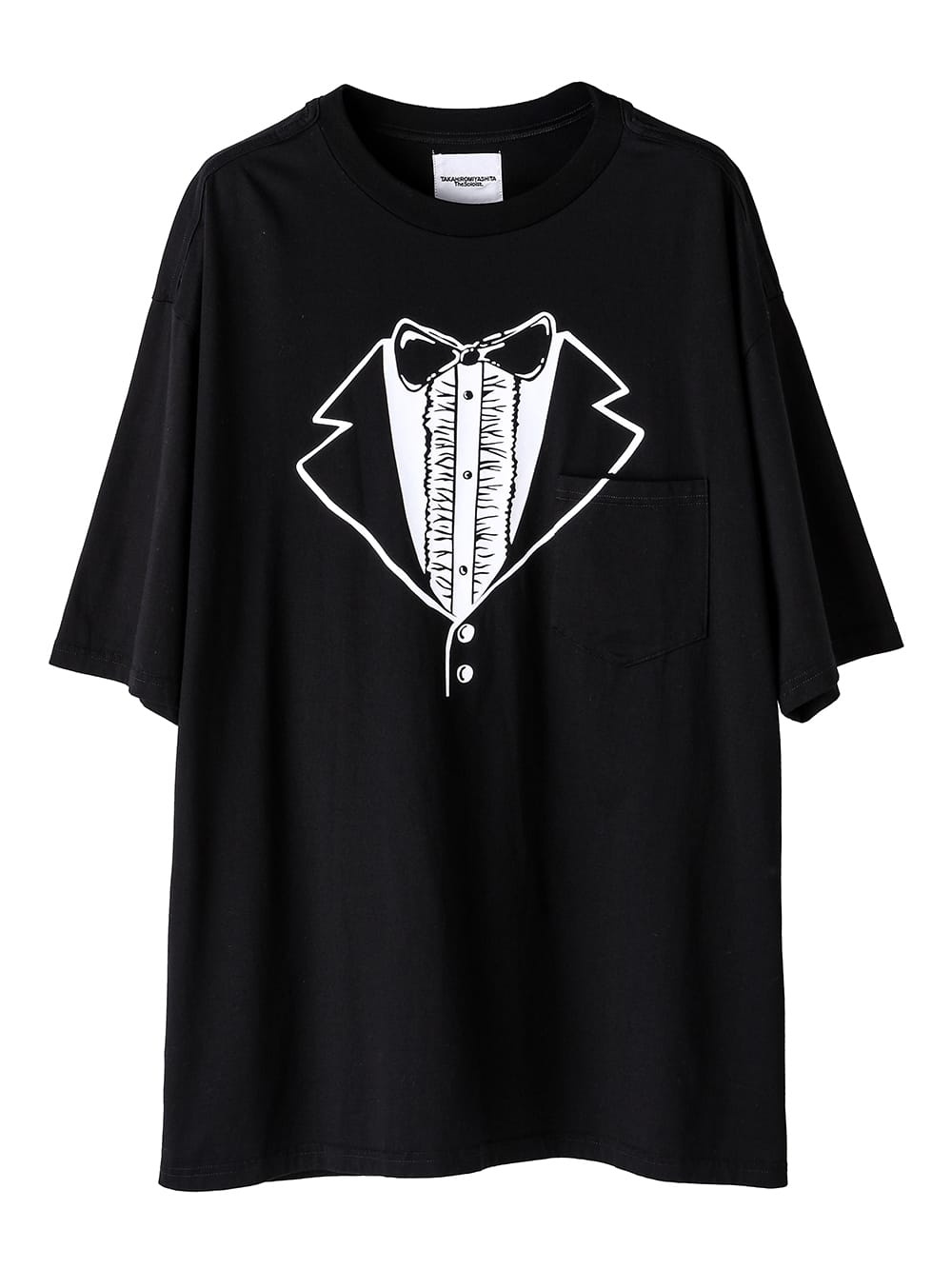 トロンプルイユタキシードオーバーサイズドショートスリーブTシャツ
