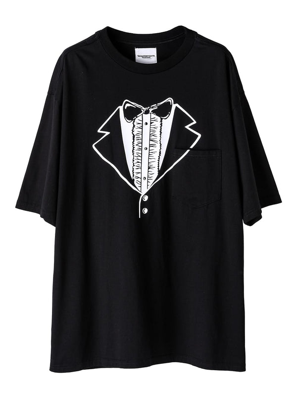 トロンプルイユタキシードオーバーサイズドショートスリーブTシャツ