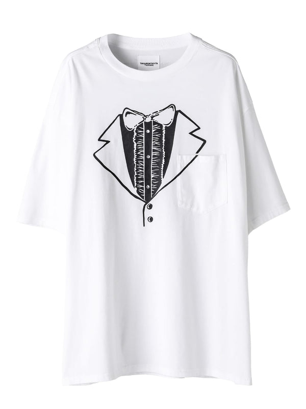 トロンプルイユタキシードオーバーサイズドショートスリーブTシャツ