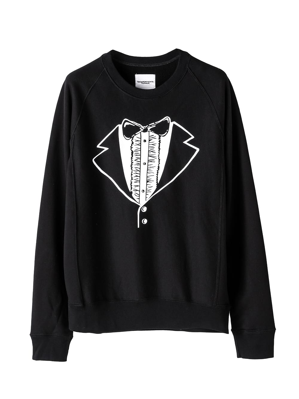 sc.0013AW25-black トロンプルイユタキシードクルーネックスウェット