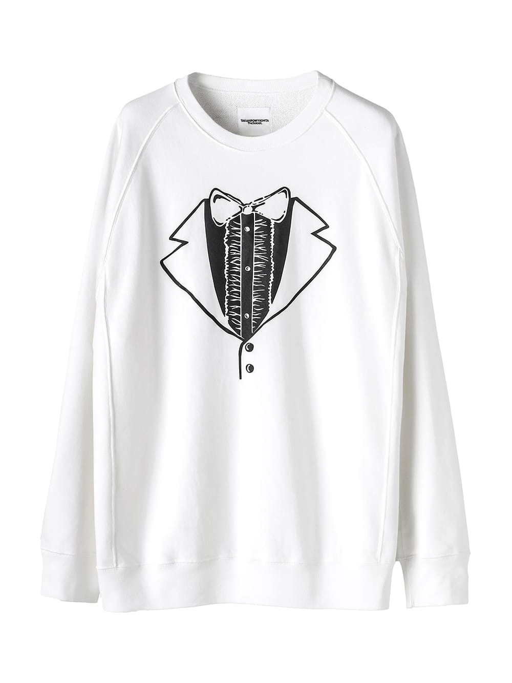 sc.0014AW25-white トロンプルイユタキシードオーバーサイズドクルー