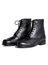 sf.0002SS25-black full brogue boots. Plainsong 2025 Spring