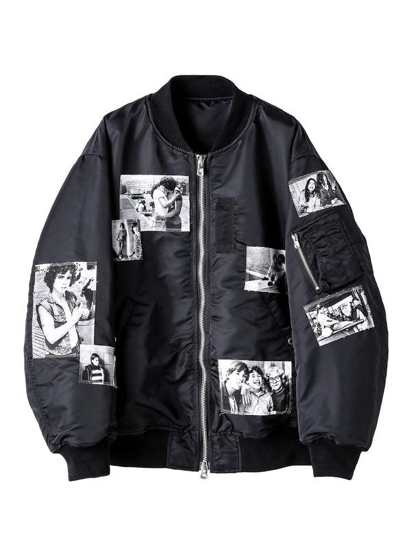 Photo collage oversized bomber jacket