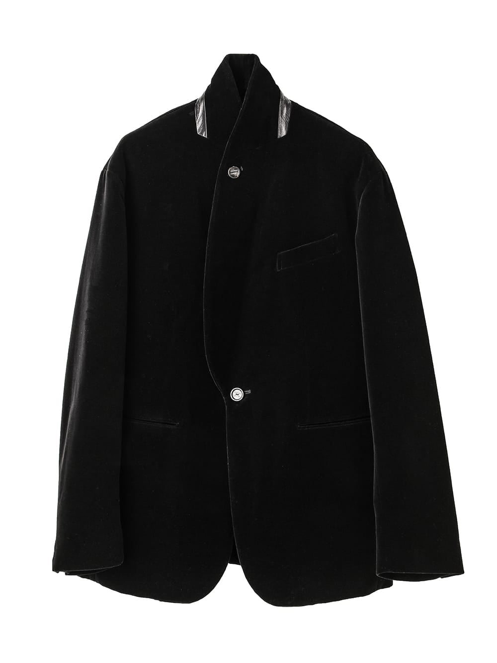 sj.0002AW25-black shawl collar sack jacket. The Black-and-White