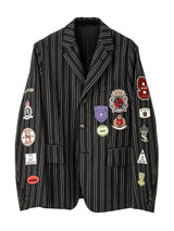 sj.0002cSS25-black x white blazer stripe 3b brit jacket