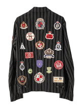 sj.0004cSS25-black x white blazer stripe zip up brit jacket