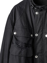 sj.0005aSS24-black バックガゼットスリーブモーターサイクルジャケット(クラッシュ) Lonely Souls 2024 Spring  / Summer collection. TAKAHIROMIYASHITATheSoloist.（タカヒロミヤシタザソロイスト.）