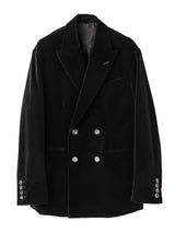 sj.0012AW25-black ピークドラペルダブルブレステッドサック