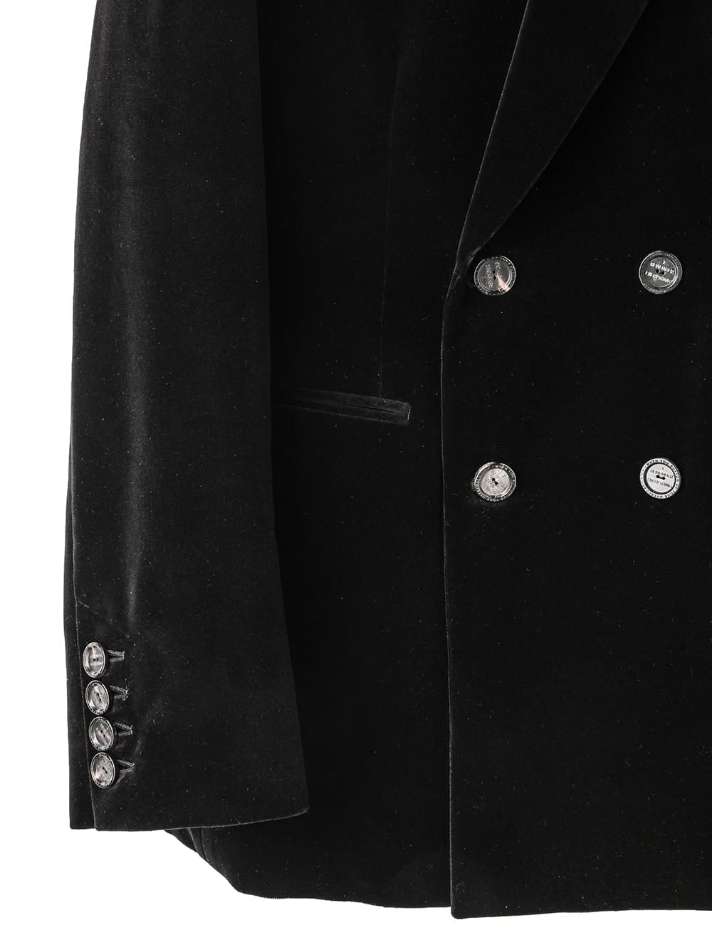 peaked lapel double breasted sack jacket.