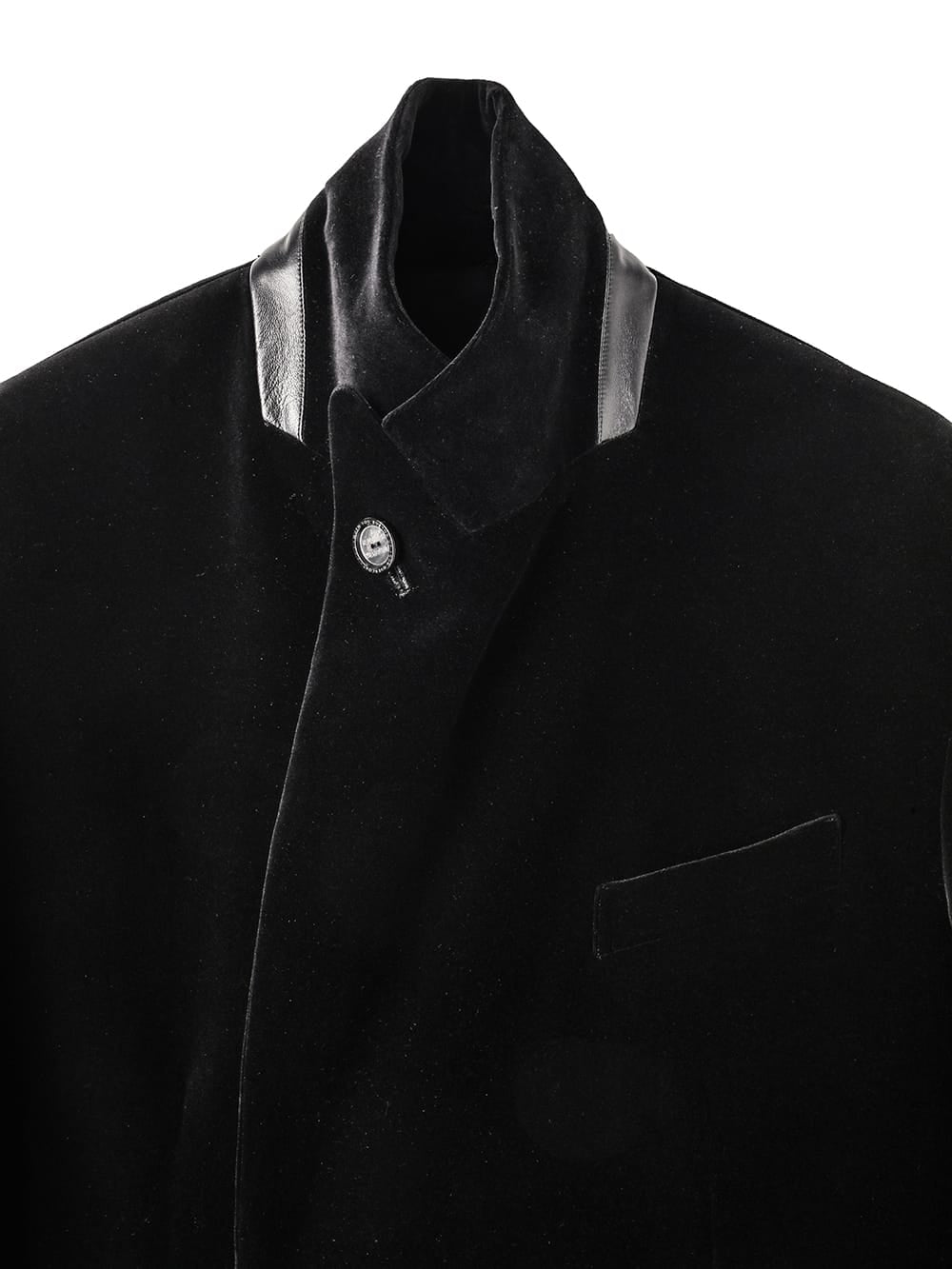 peaked lapel double breasted sack jacket.