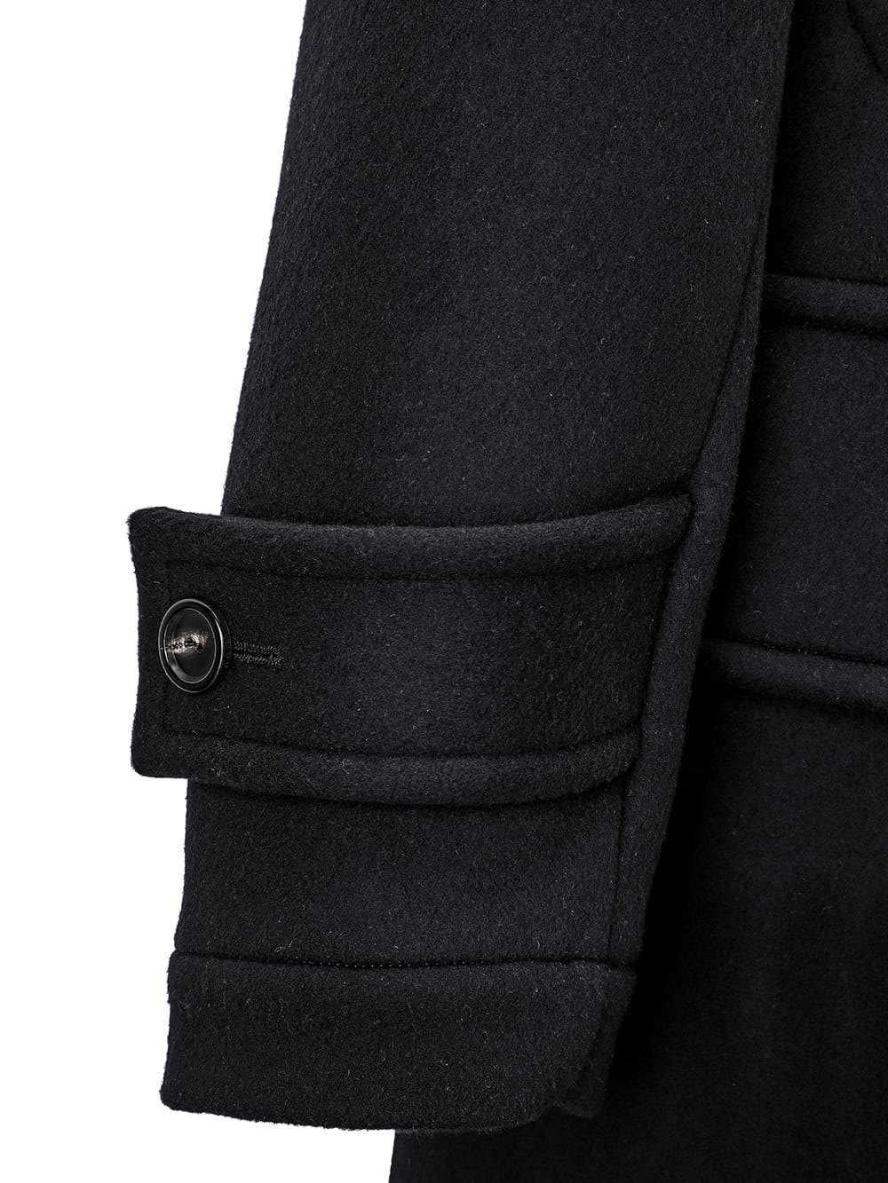 right-left pencil silhouette double breasted pea coat