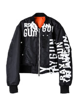 sj.0018aAW23-black two-way cropped bomber jacket