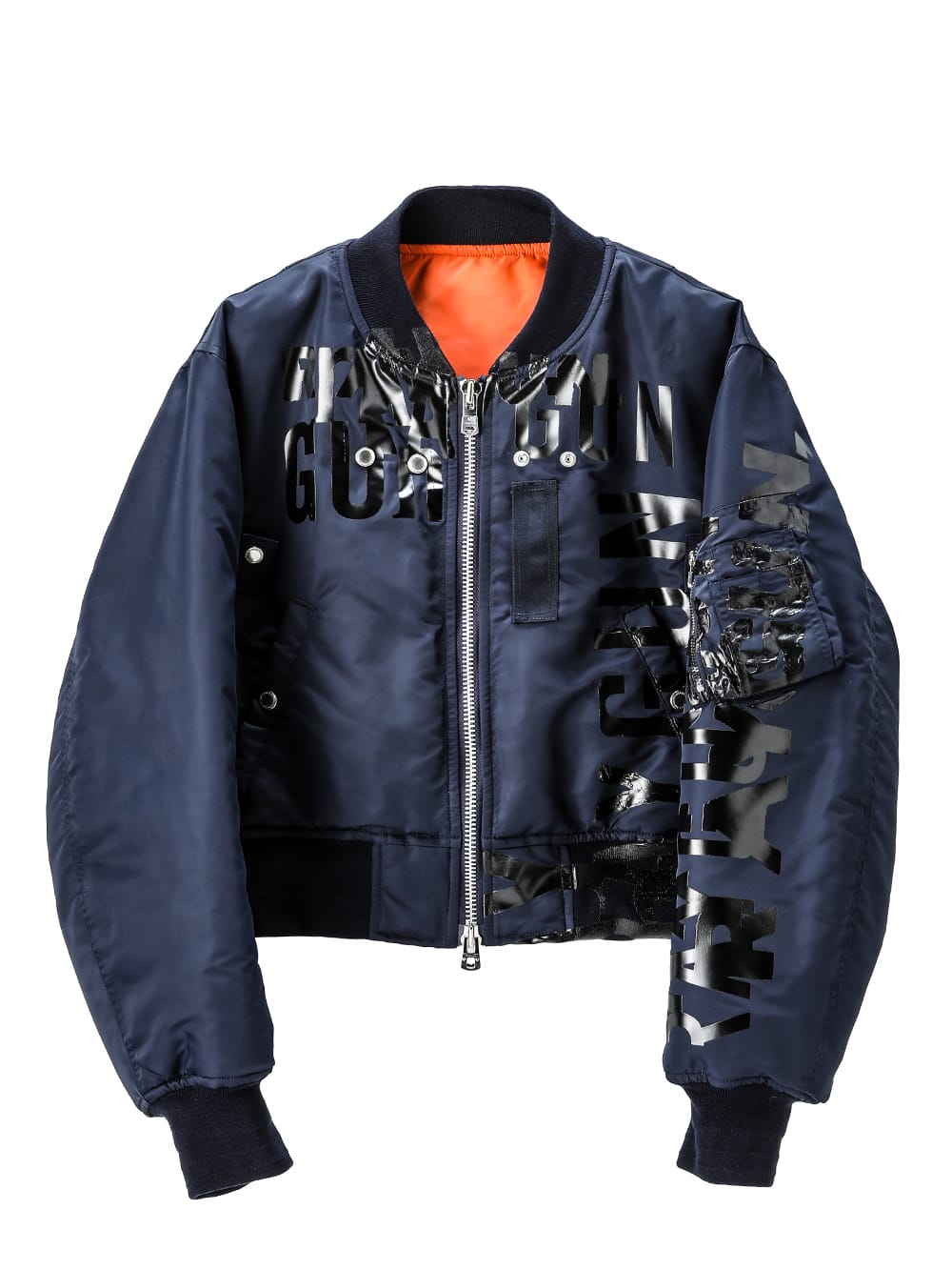 sj.0018aAW23-midnight two-way cropped bomber jacket. THE TWO OF US 