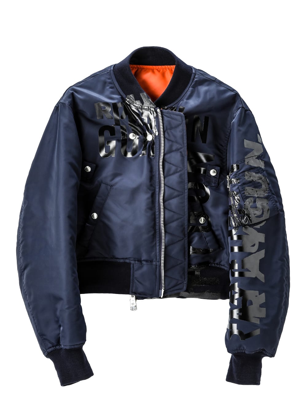 sj.0018aAW23-midnight two-way cropped bomber jacket. THE TWO OF US 