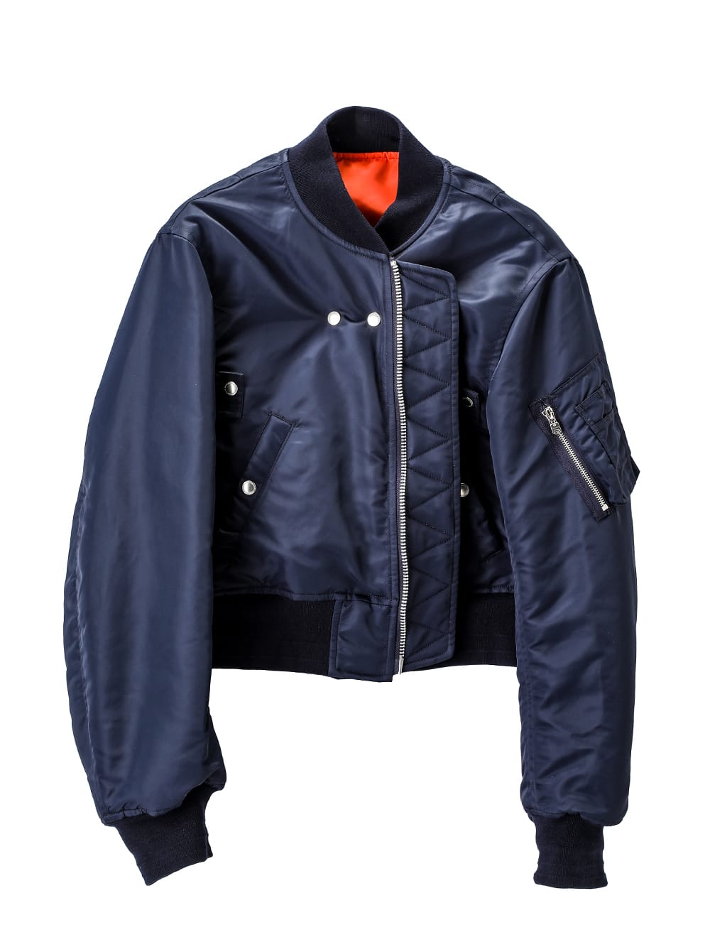 sj.0018bAW23-midnight two-way cropped bomber jacket. THE TWO OF US ...