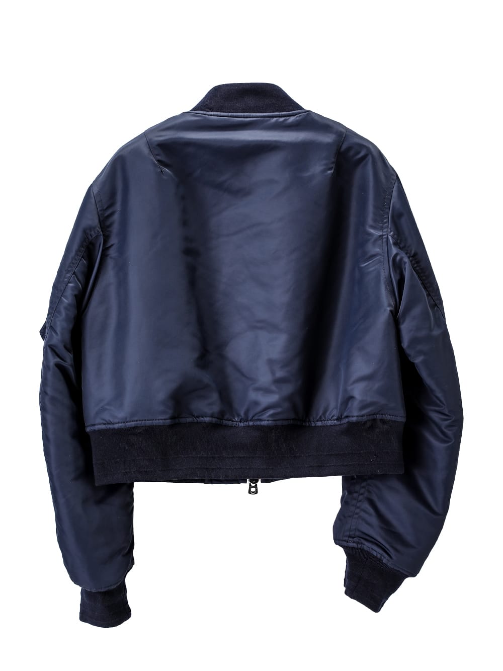 sj.0018bAW23-midnight two-way cropped bomber jacket. THE TWO OF US 