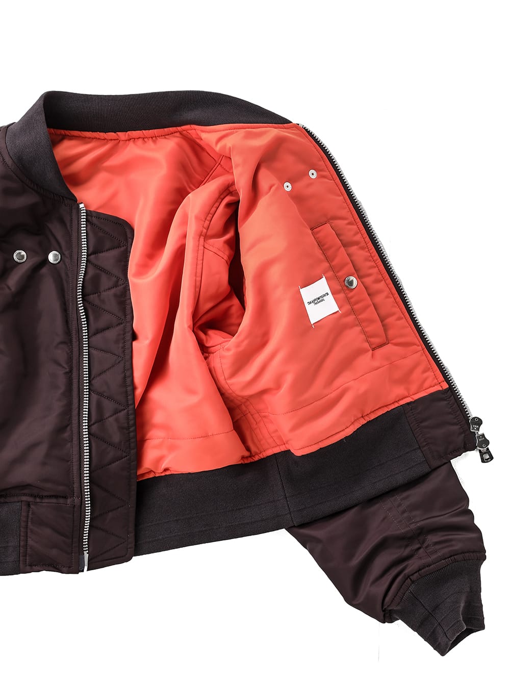 sj.0018bAW23-maroon two-way cropped bomber jacket. THE TWO OF US 