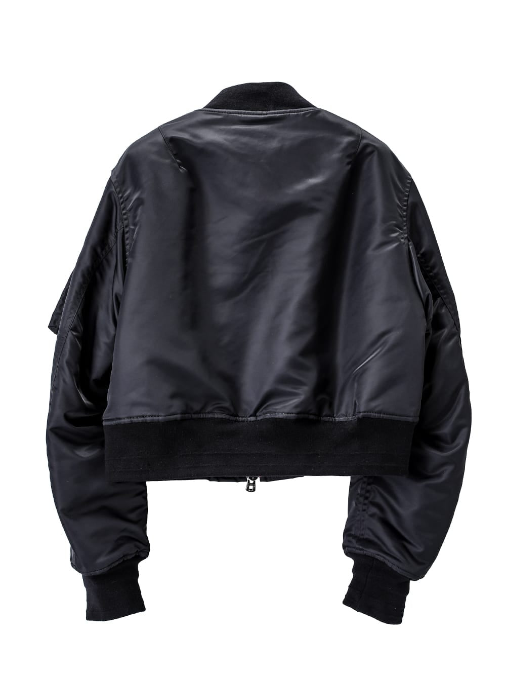 sj.0018bAW23-black two-way cropped bomber jacket. THE TWO OF US 