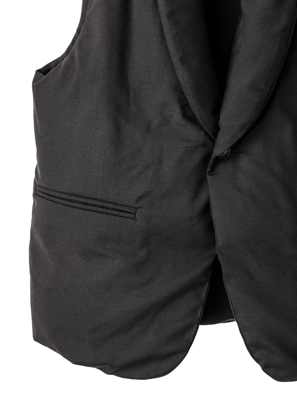 shawl collar down vest.