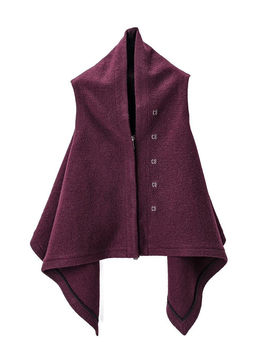sj.0023AW23bordeaux twoway wrap around vest. THE TWO OF US 2023
