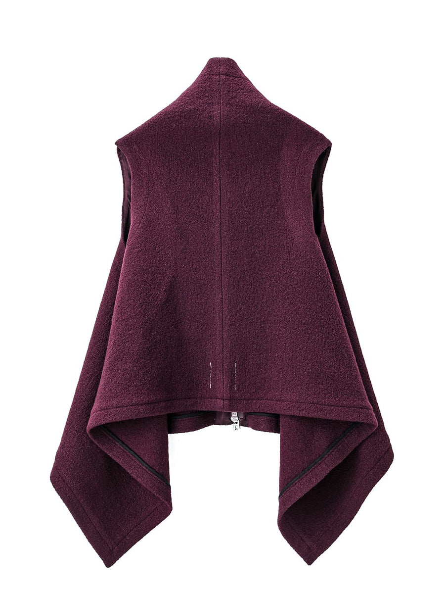 sj.0023AW23bordeaux twoway wrap around vest. THE TWO OF US 2023