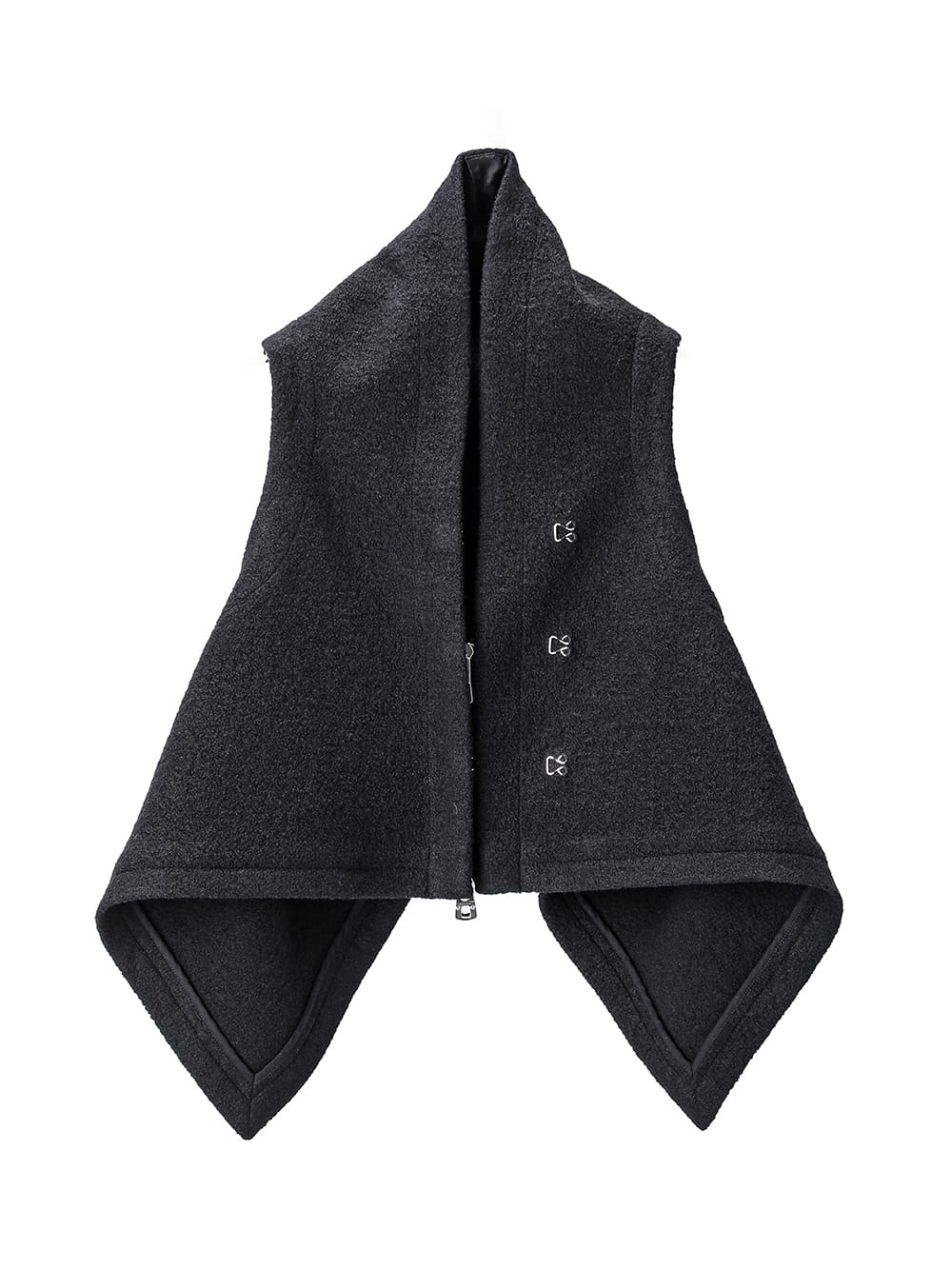 sj.0024AW23-black two-way wrap around micro vest. THE TWO OF US 