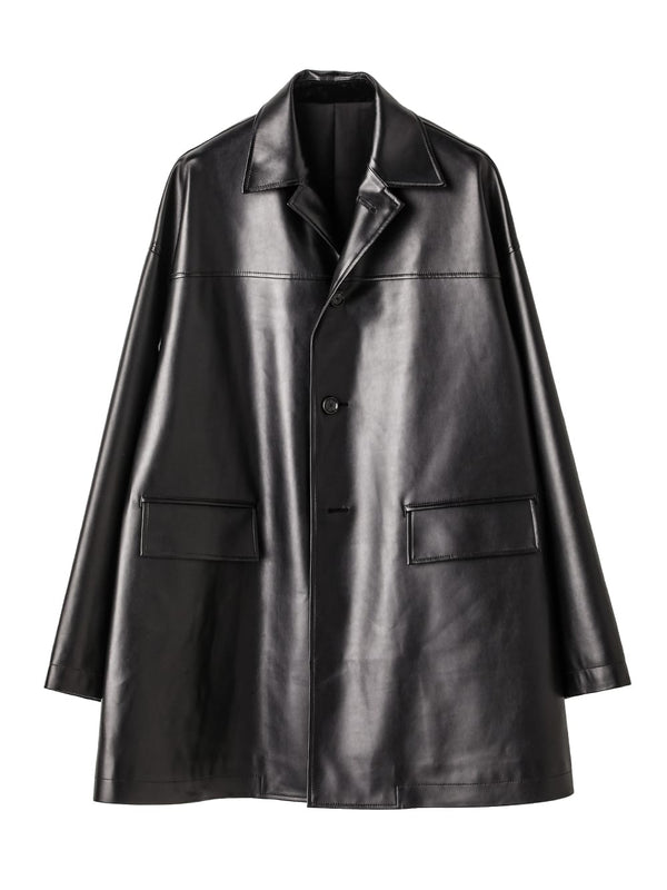 faux leather sack coat.