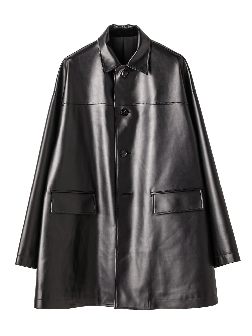 faux leather sack coat.