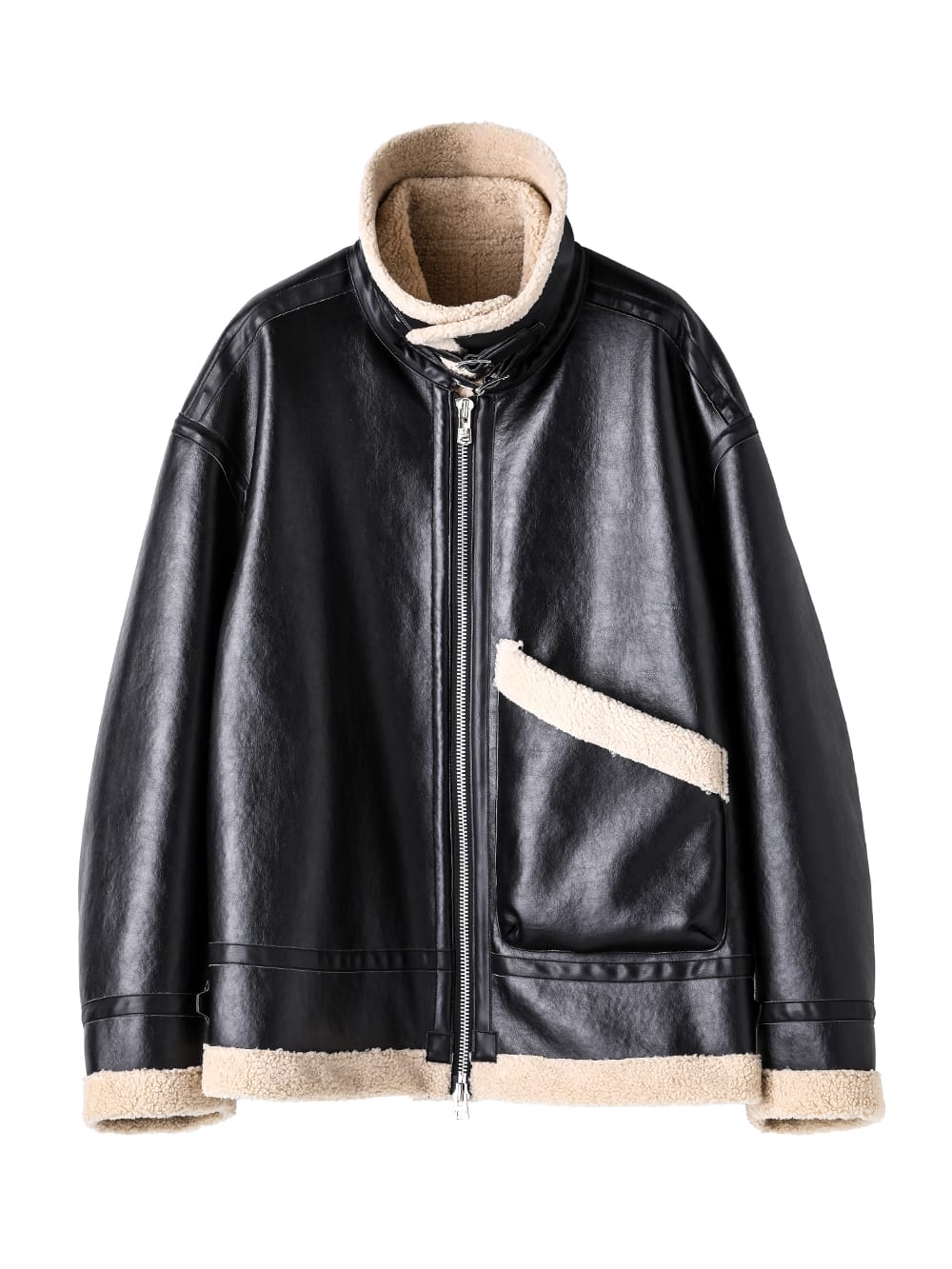 sj.0032AW25-black x beige フォームートンフライトジャケット The