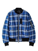 sj.0035AW25-blue x black flannel flight jacket The Black-and