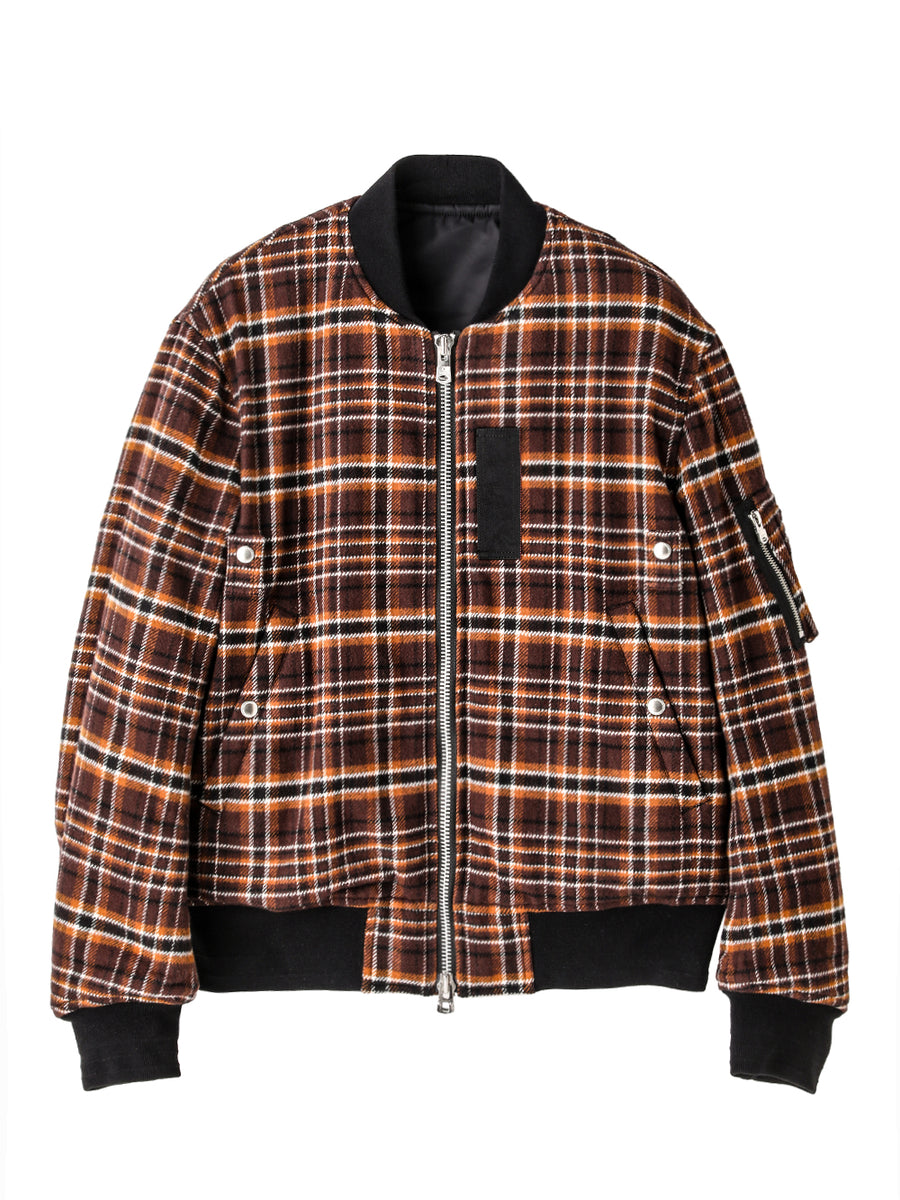sj.0035AW25-brown x black フランネルフライトジャケット The Black