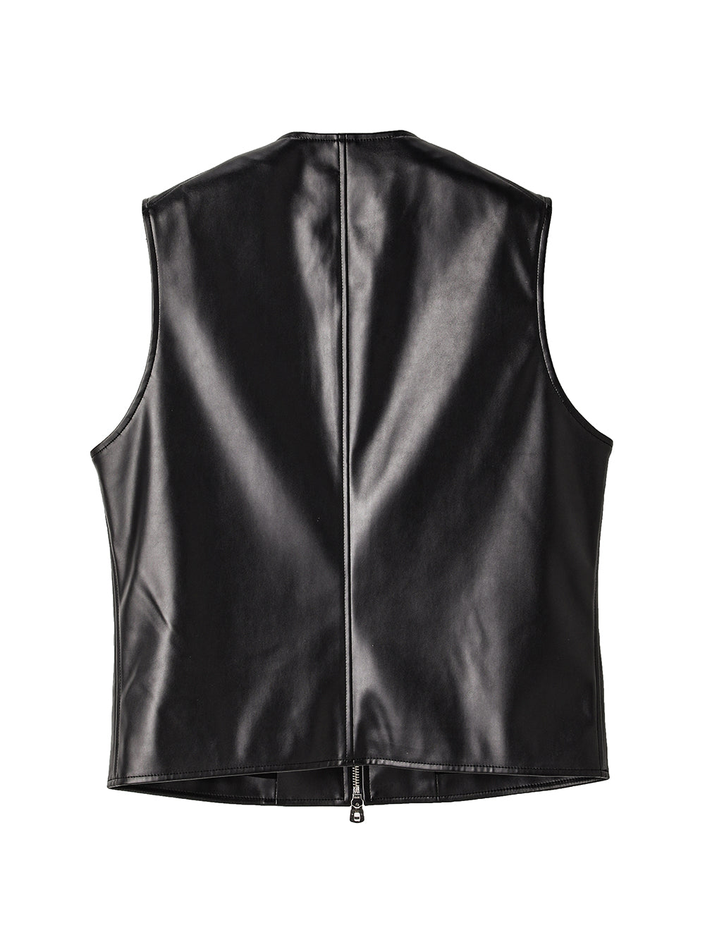 faux leather zip up crew neck  vest.
