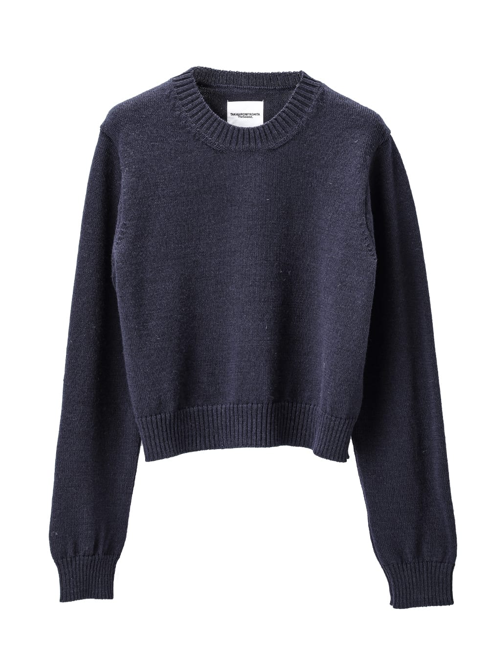 shetland wool cropped crewneck sweater.