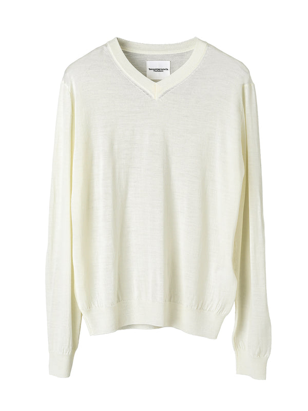 high gauge V-neck  sweater