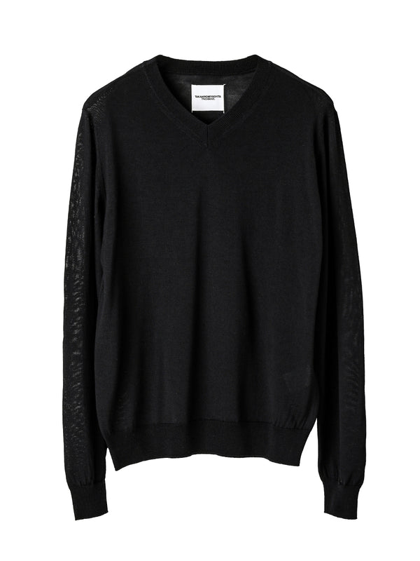 high gauge V-neck  sweater
