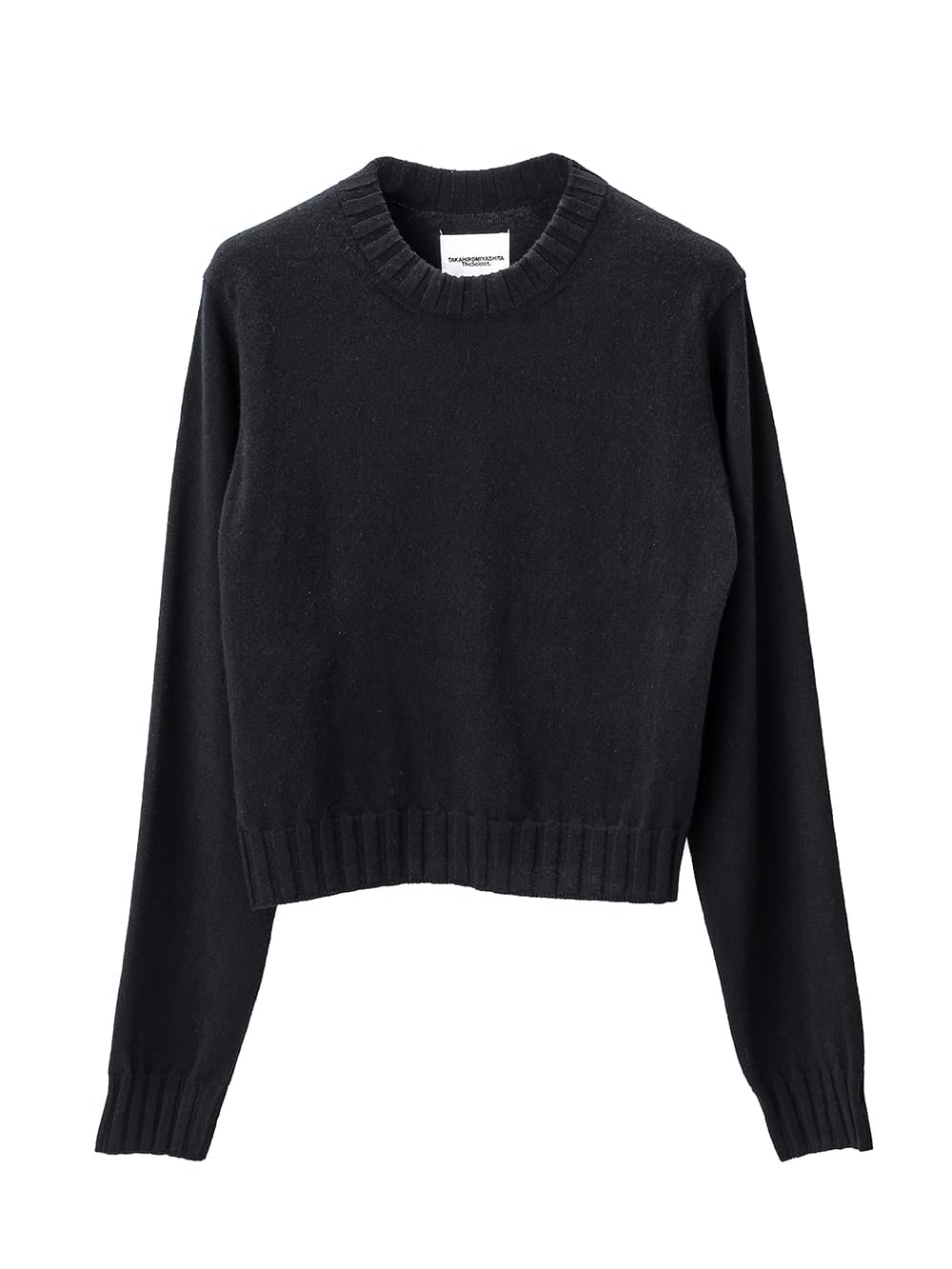 sk.0002bAW23-black lambs wool cropped crewneck sweater. THE TWO OF 